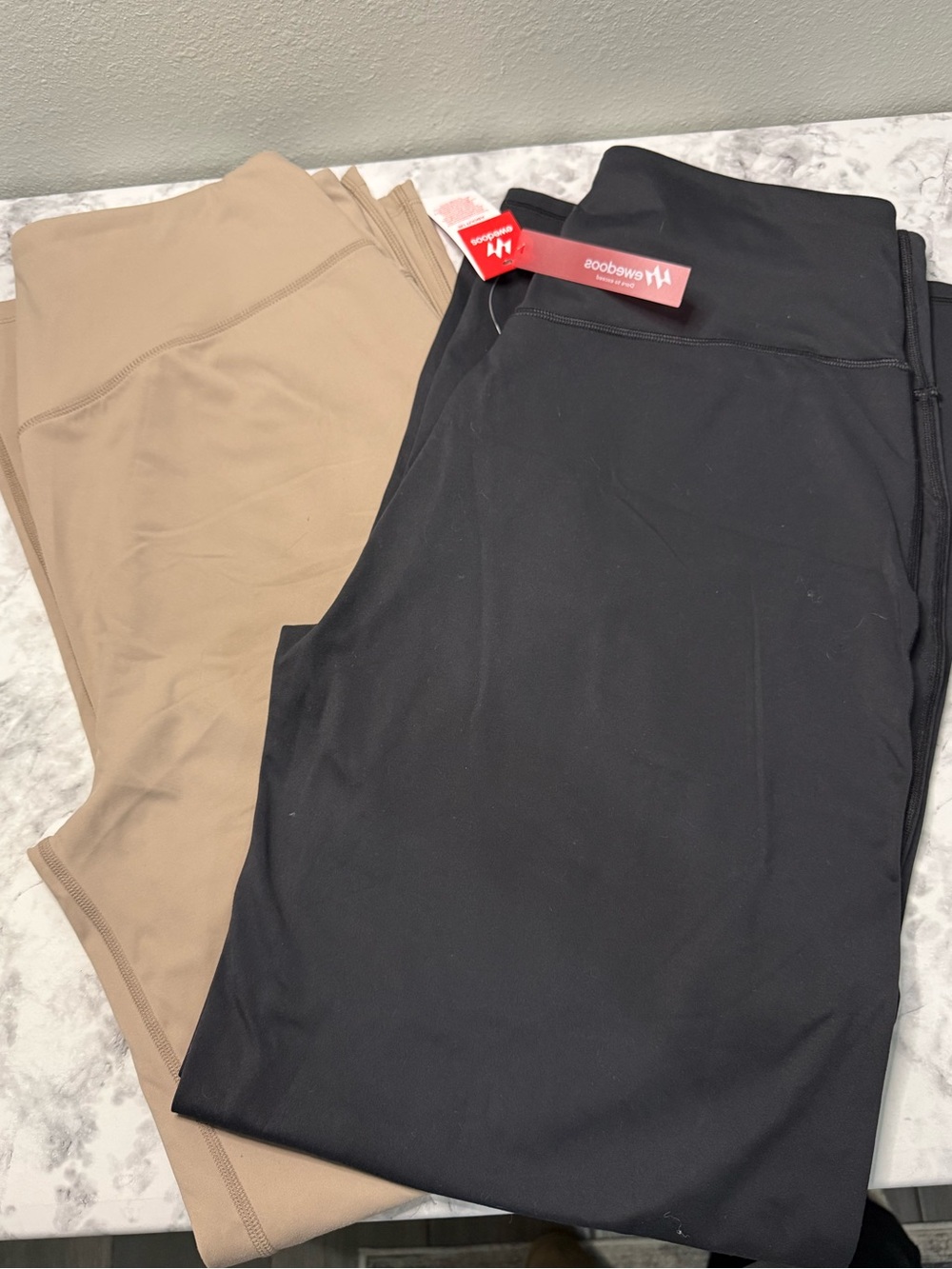 High-Rise Wide-Leg Performance Pants — Black & Tan